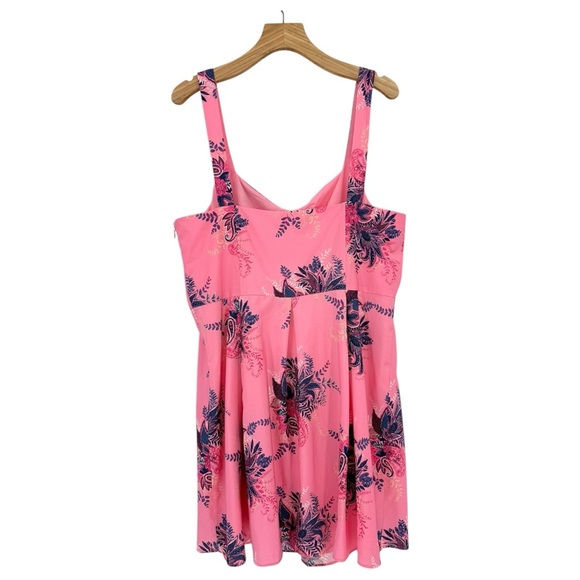 LOFT Paisley Corset Seamed Flare Summer Dress in Pink Multi Size 16 - Picture 5 of 15